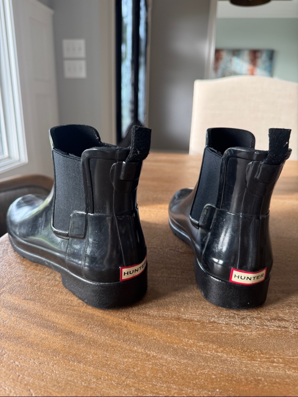 Hunter Glossy Black Chelsea Short Rain Boots size 38 equivalent to size 7